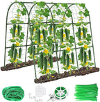 U-Shape Cucumber Trellis for Raised Bed - 47"x47"x22" Metal Garden Trellis with Net & Clips | Rust-Proof Plant Support for Cucumber, Tomato, Peas | Heavy-Duty Outdoor Climbing Plants Trellis