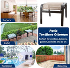 Outdoor Patio Ottoman Seat Textilene Portable Metal Footstool Portable Footrest Patio Chairs 2 Set Beige