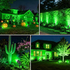 St. Patrick's Day Green Spotlights Outdoor, 14 LED Landscape Lighting with US Plug, IP65 Waterproof Spot Lights for Tree Yard Garden Pathway Halloween Christmas Decor, 4 Pack