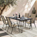 JEAREY Patio Dining Chairs Set of 4, Outdoor Stackable Dining Furniture Set, All Weather Dining Set for Lawn, Garden, Poolside, Beige