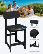 SERWALL Outdoor Bar Stools Set of 2, All Weather HDPE 25" Counter Height Bar Stools with Back, Outdoor Armless Barstools for Patio, Garden, Backyard, Balcony, Poolside, Black
