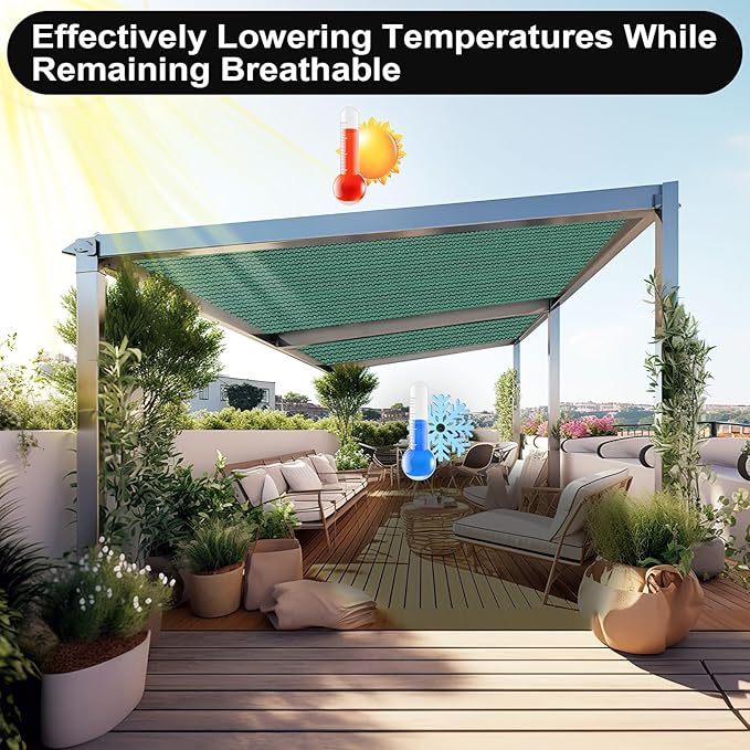 Artpuch 90% Sun Shade Cloth, 10 x 10 FT Pergola Shade Cover Canopy with Grommets, Sun Screen Fabric Tarp for Patio, Outdoor, Garden, Backyard, Green