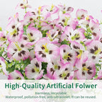 24 Bundles Artificial Pansy Flowers for Outdoor, Faux Silk Pansies Spring Flowers Outside for Planter Front Door Porch Patio Yard Window Box Home Decor (Pink)