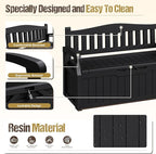 80-Gallon Outdoor Storage Bench, Waterproof Deck Box with Lockable Lid, Dark Black