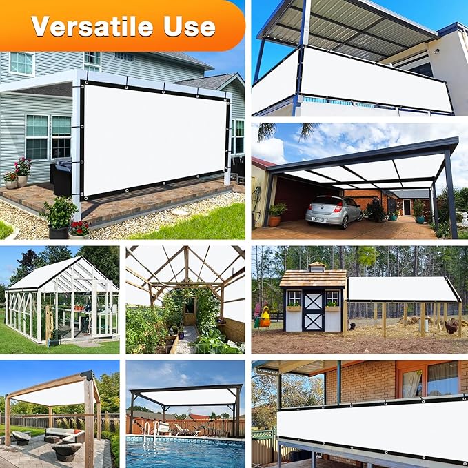 Artpuch Outdoor Pergola Shade Cover 7' X 24' Sun Shade Cloth with Grommets, 90% UV Protection Canopy Patio Privacy Screen (Customized Available) GN107, White