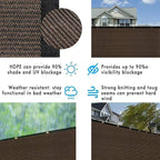UPGRADE Privacy Fence Screen 6'x56' Brown Outdoor 90% Visibility Blockage 170 GSM Mesh Shade Cover Panels for Backyard,Balcony,Home Decoration with Zip Ties,Customized Avaliable