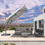 PURPLE LEAF Patio Umbrella 10' X 10' Rectangle Cantilever Umbrella Large Aluminum Outdoor Umbrellas with 360-degree Rotation & UPF40+ Premium Fabric for Deck Pool Garden Yard, Pebble Grey