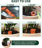 Large Terracotta Watering Spikes with Lids, Automatic Plant Waterer Outdoor | Indoor, Vacation Friendly Clay Plant Watering Devices System, Slow Release Self Watering Planter Insert, 4 Pack