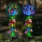 Solar Lights Outdoor Pathway,2 Pack Butterfly with Ball Garden Stakes,Colorful Twinkle Fairy Lights Decorations Outdoor for Yard,Lawn,Spring