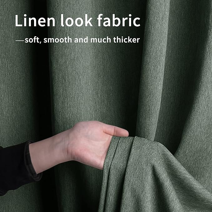Easy-Going Linen Look Outdoor Curtains Waterproof Windproof Porch Curtains, Soft Thicken Outdoor Privacy Curtains for Patio, Gazebo, Grommet Top and Tab Bottom Drape, 1 Panel, 54x108 inch, Sage Green