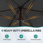 AreShark 7.5FT Patio Umbrella Table Market Umbrella with 6 Sturdy Ribs, Button Tilt/Crank, Heavy-Duty Outdoor Umbrellas for Pool, Deck, Garden and Backyard, Gray