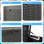 120 Gallon Waterproof Outdoor Storage Box,Resin Deck Box,Lockable Outside Storage Box Container for Patio Furniure,Garden,Tools (120 Gallon,Black)