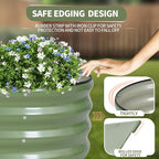 Galvanized Raised Garden Bed - 8x2x1FT Metal Planter Boxes Outdoor | Oval Steel Raised Bed Kit for Gardening with Protective Tape, Bracing Rods, Gloves for Vegetables, Flower, Herb (Green)