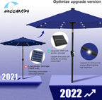 ABCCANOPY Durable Solar Led Patio Umbrellas with 32LED Lights 9FT (Royal Blue)