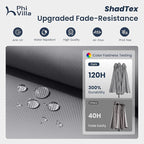 PHI VILLA 15ft Large Patio Umbrellas with Base, Outdoor Double-Sided Rectangle Market Umbrella for Pool Lawn Garden, Light Gray
