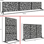 Oakland Living 6 ft. X 4 ft. Black Freestanding Metal Privacy Screen Room Divider