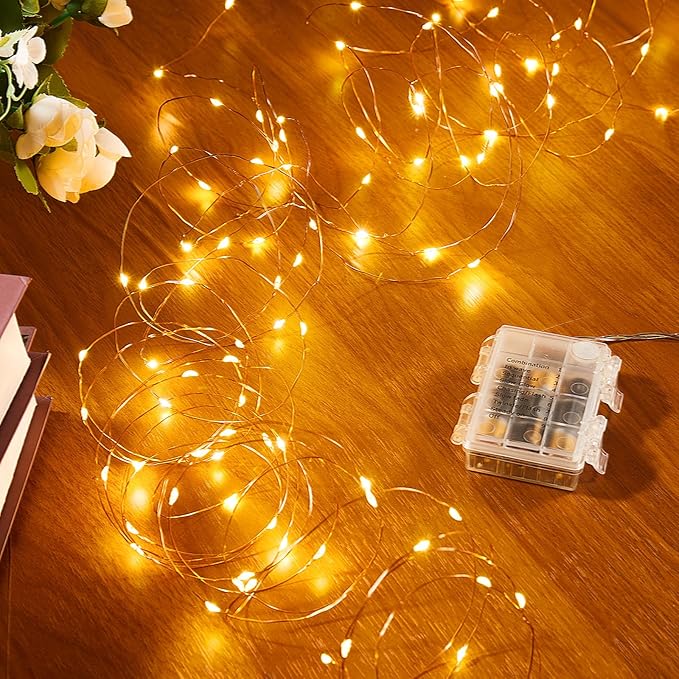 Indoor String Lights, 65.6 Ft Battery Powered LED Warm White
