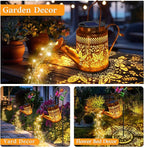 Solar Powered Butterfly Watering Can Lights Waterproof Outdoor Garden Decor with Shepherd Hook Hanging Patio Lights for Yard, Porch, Backyard Perfect Gardening & Christmas Gift for Women, Mom, Grandma