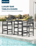 Patio Bar Table, Adirondack Chairs and Table 2 Pieces Set, Bar Height Chairs - Image 6