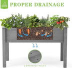 SoliWood Set of 2 Raised Garden Bed with Legs, 48x24x30'', Outdoor Wood Elevated Planter Box, Grey Cedar, Thick Legs, w/Liner