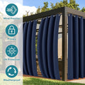 Outdoor Curtains, Navy Waterproof Windproof 4-Panel Set, 54 x 84 Inch
