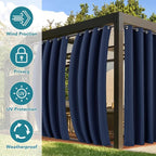 Outdoor Curtains, Navy Waterproof Windproof 4-Panel Set, 54 x 84 Inch