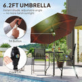 Dining Set with Adjustable Umbrella, Glass Table and 2 Folding Chairs, Black