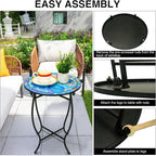 Fashion&cool Patio Side Table for Small Space, 14 Inch Weather Resistant Metal Side Table, Small Round End Table Accent Table for Patio Yard Porch Balcony Garden Bedside Plant Stand Indoor Outdoor