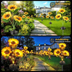 Upgraded Solar Sunflower Lights, 2 Pack Solar Garden Lights with Bigger Round Panel, 40-Hour Runtime for Indoor & Outdoor Decor, Waterproof for Patio Yard Garden