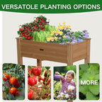 34x18x30in Wooden Raised Garden Bed with Legs,Elevated Reinforced Planter Box with Bed Liner for Backyard/Patio/Gardener,150lb Capacity - Acorn Brown