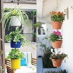 — Three Pack, Pot Hanger Kits + Accessories - Hang and Connect Your Clay Pots, Stainless Steel - Indoor Outdoor - Connectable Hanging Planter Vertical Garden w/Drainage for Healthy Plants