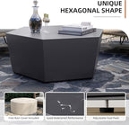 UPHA Outdoor Hexagon Coffee Table, Small Modern Minimalist Accent Tables, Low Light Concrete Center Table for Living Room, Outside Patio, Deck, 35×30.7×15, Dark Gray