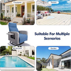 Outdoor Recliner Chair, Wicker Patio Recliners with Adjustable Backrest and Extended Foot Rest, Reclining Patio Chairs with Flip Table & Removable Cushion Cover for Porch