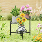 3-Tier Plant Stand Outdoor,Metal Plant Stand for Multiple Plants, Folding Tall Plant Rack Display Shelf for Corner Living Room Porch Patio Garden Office - BalckCircle