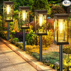 BesLowe Upgraded Solar Pathway Lights Outdoor, 12-Pack Large LED Solar Light Outdoor Waterproof, Super Bright Outside Lights for Yard, Sun-Powered Landscape Lighting for Garden Walkway, Warm White