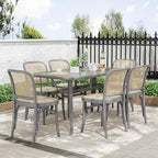 TLSUNNY Patio Outdoor Table W/ 1.69″ Umbrella Hole, 30"X 55" Rectangular Tempered Glass Patio Dining Table for 6, Outdoor Metal Furniture, All-Weather Use, for Patio, Graden, Backyard (Grey)