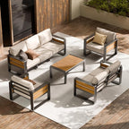 ZANDOR Aluminum Outdoor Patio Furniture - 2 Pcs Armchairs and Coffee Table, All-Weather Metal Modern Outside Furniture with Washable Thick Cushion for Garden/Backyard/Porch, Grey