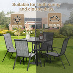 TLSUNNY Patio Dining Set 5 Pieces, All Weather Outdoor Furniture W/30"X 30" Table and 4 Stackable Textilene Chairs, Metal Table and Chairs for Lawn, Garden, Poolside, Backyard (Umbrella not Included)
