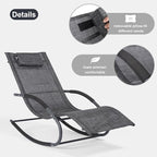 Outdoor Lounge Chair, Chaise Lounge for Patio & Lawn, Pool Lounge Chairs with Removable Pillow, Dark Grey