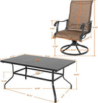 NUU GARDEN Patio Dining Set 7 Pieces Outdoor Dining Set for 6 Patio Swivel Chairs Textilene with 1 Metal Large Dining Table 6 Person Patio Set for Lawn Garden Deck, Brown and Black