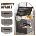 JUMMICO 120 Gallon Resin Deck Box, Large Outdoor Storage Box Waterproof & Lockable for Garden, Patio, Pools (Light Brown)