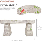 Alpine Corporation 37" Long Outdoor Memorial Bench with Sentiment When A Cardinal Appears, A Loved One is Near Garden Furnitures - Dirty White