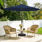 MEWAY 9ft Patio Umbrella Outdoor Table Umbrellas with Push Button Tilt and Crank, Market Umbrella 8 Sturdy Ribs for Deck, Garden, Pool and Backyard, Dark Blue