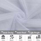 Patio Screen Mesh Outdoor Curtains Waterproof Sheer Lightweight Bug Netting for Porch Gazebo Garden Party Wedding Backdrop, White, W 125 x L 108 inch per Panel, 2 Panels
