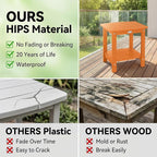 Y&M Outdoor Side Table, HIPS Adirondack Small Double Layer Table, Waterproof Square Outside Table, Balcony End Tables for Patio, Pool, Porch, Deck, Indoor or Outdoor Use, Orange