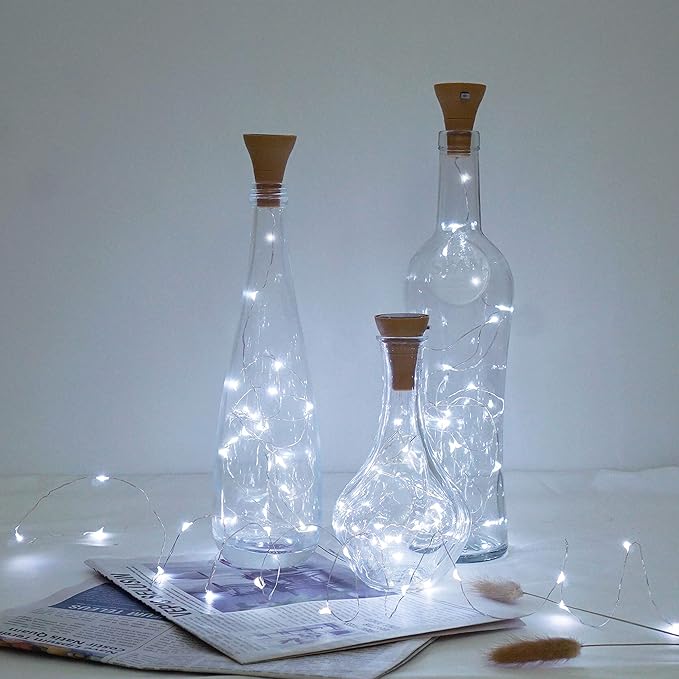 Indoor String Lights for Wine Bottles, 8 Pack Cool White Solar