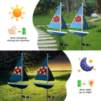 Solar Garden Lights Sailboat Stake Decor-Yard Outdoor Statue Decorations Waterproof 5 LED Metal Landscape Lighting Flower Bed,Pond,Yard,Lawn Gift for Mom Grandma Women