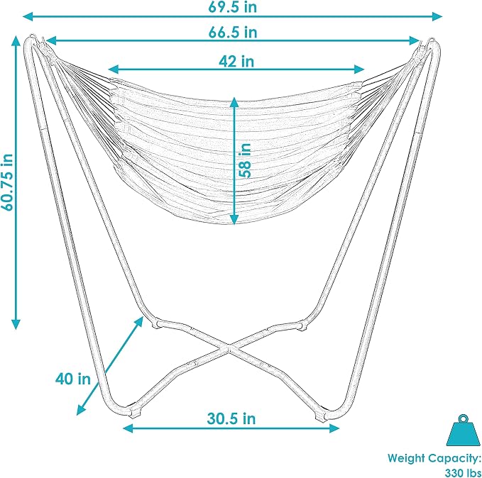 Hammock Chair with Steel A-Frame Stand, 330 lb Capacity, Beach Oasis