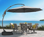 Grand patio 12FT Outdoor Offset Umbrella Large Round Aluminum Cantilever Umbrella with Base for Garden Deck Poolside (Gray, 12 FT)
