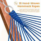 Lazy Daze Hammocks 10.5 FT Double 2 Person Caribbean Rope Hammock, Hand Woven Polyester Hammock with Spreader Bars, for Outside Outdoor Backyard Patio Poolside, 450 LBS Capacity, Blue/Green